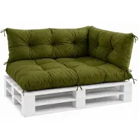 VBChome Palettenkissen 120x80 120x40 70x40 cm Europaletten Möbel Palettenauflage Garten Balkon 12 Farben mit Schaumstoffflocken Füllung Olive 3-TLG