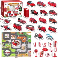 Amazon Adventskalender 2025 Kinder Auto, 24 Spielzeugfahrzeuge mit 18 Feuerwehrautos & Zubehör, Weihnachtskalender für Jungen & Mädchen ab 3–12 Jahren