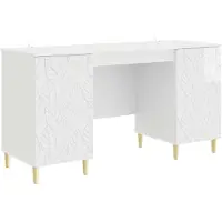 Syfax Schreibtisch Hochglanz Weiß 142,5 x 50 x 75 cm Holzwerkstoff