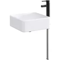 Syfax Waschbecken mit Wasserhahn und Abfluss Matt Schwarz