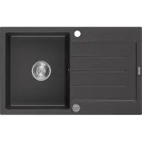 Mexen Bruno Granitspüle mit einem Becken und einer Abtropffläche 795 x 495 mm, Schwarz gesprenkelt - 6513791010-76