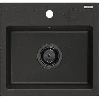 Mexen Milo 1-Becken-Granit-Spüle 435 x 410 mm, Schwarz/Gold metallisch, Siphon Schwarz - 6505441000-75-B