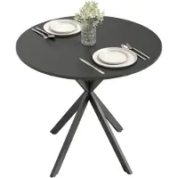 Youjia Runder Küchentisch, 80 cm, kompakte Tischplatte, Spanplatte, Metall, Schwarz