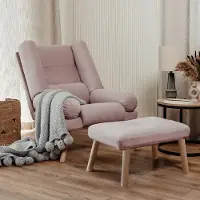Fun-Möbel Relaxsessel Sessel ARIEL inkl. Hocker in Stoff Trinity Puderrosa