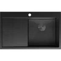 Mexen Exar Einbauspüle 1-flg. mit Abtropffläche rechts 780 x 480 mm, schwarz HC - 6434781010P-70HC
