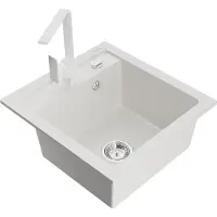 Mexen Vito 1-Becken-Granit-Spüle mit Mischbatterie Rita, Weiß - 6503-20-670300-20