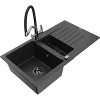 Mexen Matias Granitspüle Duo 1,5-Becken Schwarz/Silber
