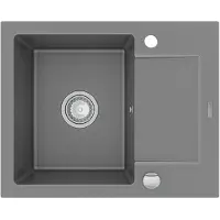 Mexen Enzo 1-Becken-Granitspüle mit kurzer Abtropffläche 576 x 465 mm, Grau - 6506571005-71