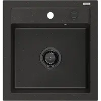 Mexen Vito 1-Becken-Granit-Spüle 520 x 490 mm, Schwarz/Gold metallisch, Siphon Schwarz - 6503521000-75-B