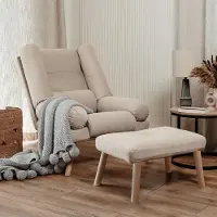 Fun-Möbel Relaxsessel Sessel ARIEL inkl. Hocker in Stoff Trinity Beige