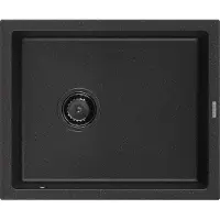 Mexen Pedro 1-Becken-Granit-Spüle 560 x 460 mm, Schwarz/Silbermetallic, Siphon Schwarz - 6508561000-73-B