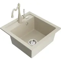 Mexen Vito 1-Becken-Granit-Spüle mit Mischbatterie Carla, Beige - 6503-69-670700-69
