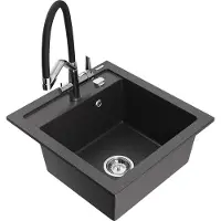 Mexen Vito Granitspüle-Set Schwarz/Chrom 1-Kammer