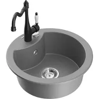 Mexen Diego 1-Becken-Granit-Spüle mit Mischbatterie Carla, Grau - 6512-71-670700-70