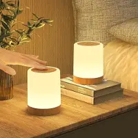 Bonsery LED Touch Dimmable -Nachtlampe, 256 RGB -Farben, 3 Modi, Nachtlicht Kinder USB wiederaufladbar, Timing- und Speicherfunktion, Holzkorntischlampe
