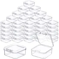 Merkloos Aufbewahrungsboxen 48 Stück - Klein 4,5 x 4,5 x 2 cm - Rechteckig - Kunststoff - Transparent - Langlebig und wasserdicht - Aufbewahrungsbox
