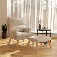 Fun-Möbel Relaxsessel Sessel CATANIA inkl. Hocker in Stoff Poso Altweiß