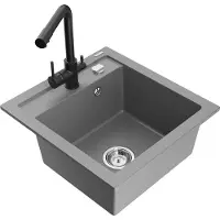 Mexen Vito 1-Becken-Granit-Spüle mit Mischbatterie Duero, Grau - 6503-71-671600-70