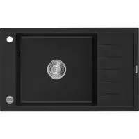 Mexen Elias 1-Becken-Granitspüle mit kurzer Abtropffläche 795 x 480 mm, Schwarz - 6511791005-77