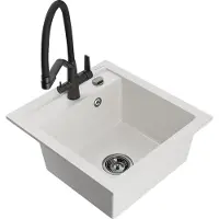 Mexen Vito Granitspüle mit Duo-Mischbatterie, Weiß