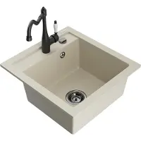 Mexen Vito 1-Becken-Granit-Spüle mit Mischbatterie Carla, Beige - 6503-69-670700-70