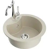 Mexen Diego 1-Becken-Granit-Spüle mit Mischbatterie Carla, Beige - 6512-69-670700-00