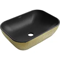 Mexen Rita Aufsatzwaschbecken 45 x 32 cm, schwarz matt/Gold Schuppenmuster - 21084578