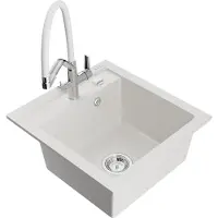 Mexen Vito Granitspüle mit Duo-Mischbatterie, Weiß