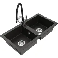 Mexen Mario Granitspüle 2er, Schwarz/Gold, Duo-Set