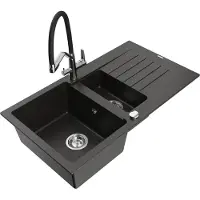 Mexen Matias Granitspüle 1,5 Becken Schwarz/Gold