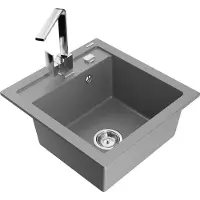 Mexen Vito 1-Becken-Granit-Spüle mit Mischbatterie Rita, Grau - 6503-71-670300-00