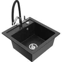 Mexen Vito Granitspüle mit Mischbatterie, Schwarz/Chrom