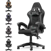 Bigzzia Gaming Stuhl Ergonomisch - Gamer Stühle mit Lendenkissen + Kopfstütze Gaming Chair Höhenverstellbar Bürostuhl Computerstuhl für Erwachsene Mädchen Junge, Schwarz-Grau