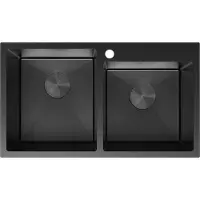 Mexen Xorin Edelstahlspüle 2-Kammern 780 x 450 mm, schwarz - 6441782000-70