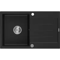 Mexen Bruno Granitspüle mit einem Becken und einer Abtropffläche 795 x 495 mm, Schwarz - 6513791010-77