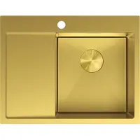Mexen Exar Edelstahlspüle 1-Becken mit Ablage rechts 620 x 480 mm, gold - 6432621005P-55