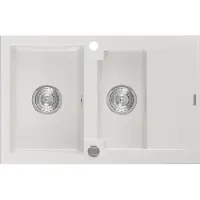 Mexen Gaspar 1,5-Becken-Granitspüle mit kurzer Abtropffläche 737 x 475 mm, Weiß - 6507731505-20