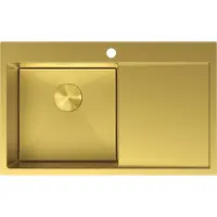 Mexen Exar Edelstahlspüle 1-Becken mit Abtropffläche links 780 x 480 mm, goldfarben - 6433781010L-55