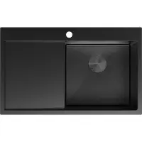 Mexen Exar Edelstahlspüle 1-beckig mit Ablage rechts 780 x 480 mm, schwarz - 6434781010P-70