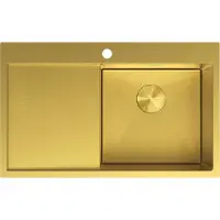 Mexen Exar Edelstahlspüle 1-Becken mit Abtropffläche rechts 780 x 480 mm, gold HC - 6434781010P-55HC