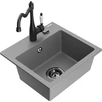 Mexen Milo 1-Becken-Granit-Spüle mit Mischbatterie Carla, Grau - 6505-71-670700-70-B