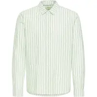 Blend Leinenhemd "Leinenhemd BHAban Linen Mix Striped", Herren, Gr. L, N-Gr, grün (opal blau), Obermaterial: 70% Baumwolle CO. 30% Leinen LI., Hemden Leinenhemd