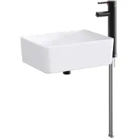 Syfax Waschbecken mit Wasserhahn und Abfluss Matt Schwarz
