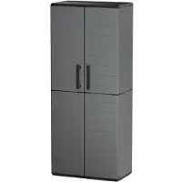 Tood Hoher Schrank – – 2 Türen + 3 Polypropylen-Einlegeböden – 68 x 37 x H 163 cm – Grau