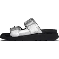 Original Brands für Damen. A2T-011 Gen-FF Schnallen-Sandalen aus silbernem Leder (36), 1 bis 3 cm, Keine, Lässig