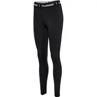 Hummel Trainingstights "HMLPULSE MID WAIST TIGHTS", Damen, Gr. XL, N-Gr, schwarz, Obermaterial: 76% Polyester, 24% Elasthan, Hosen Trainingstights, mit wasserbasierten Drucken, aus Interlock-Material