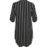 KAFFE CURVE Midikleid "Damen Kleid KCmilana", Damen, Gr. 46, N-Gr, schwarz (schwarz, chalk stripe), Obermaterial: 100% Viskose LENZING ECOVERO CV LenzEcov., Kleider Midikleid