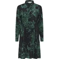 Kaffe Midikleid "Kleid KAisa", Damen, Gr. 34, N-Gr, schwarz (schwarz, grün painted flower), Obermaterial: 50% Viskose CV. 50% Viskose LENZING ECOVERO CV LenzEcov., Kleider Midikleid