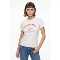 ONLY T-Shirt "ONLVIVVI S/S TEE BOX JRS", Damen, Gr. L, cloud dancer print:good vibes, Jersey, Obermaterial: 100% Baumwolle, bedruckt, taillenlang, Rundhals, Shirts T-Shirt, Baumwolle, Rundhals