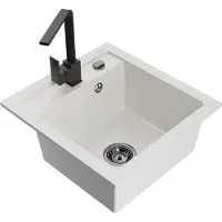 Mexen Vito 1-Becken-Granit-Spüle mit Mischbatterie Rita, Weiß - 6503-20-670300-70